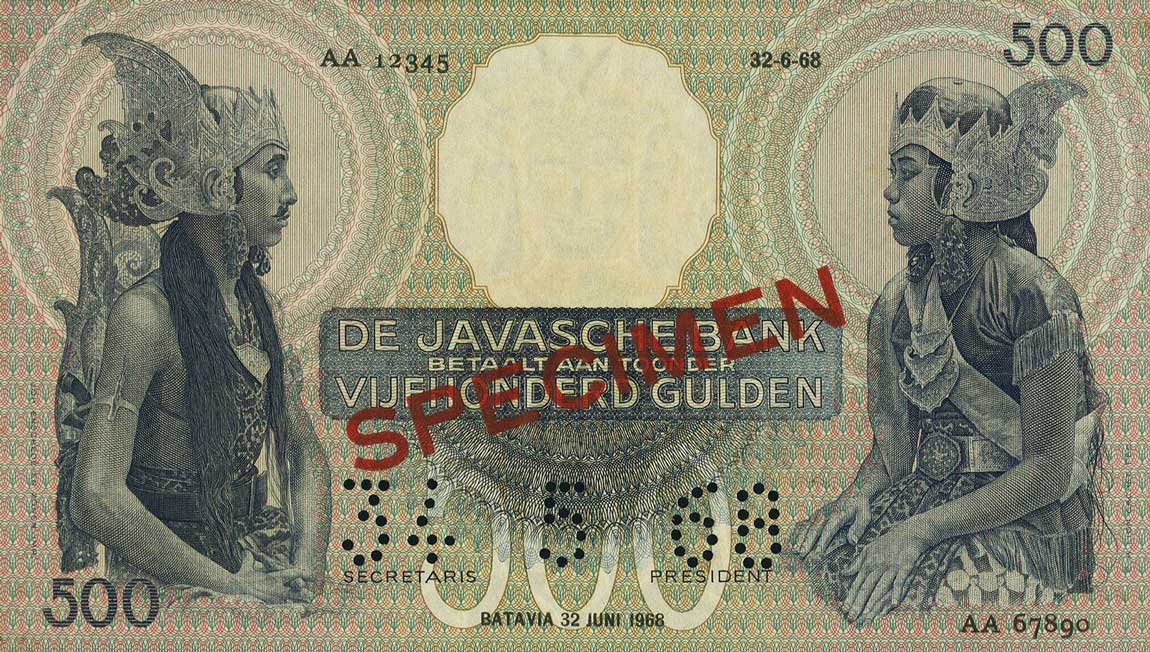 Front of Netherlands Indies p84s: 500 Gulden from 1938