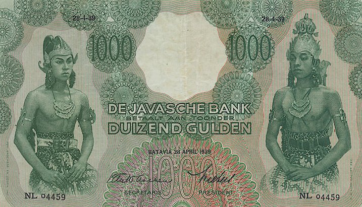 Front of Netherlands Indies p85a: 1000 Gulden from 1938