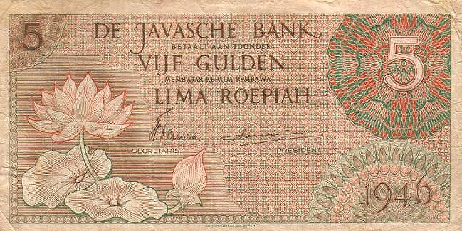 Front of Netherlands Indies p88a: 5 Gulden from 1946