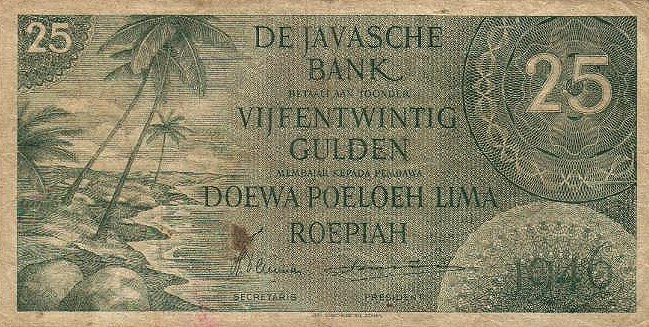 Front of Netherlands Indies p91a: 25 Gulden from 1946