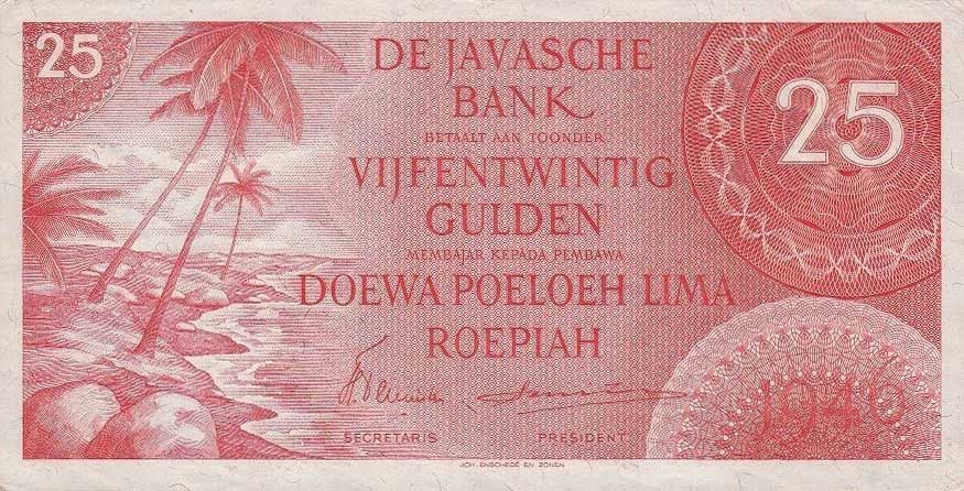 Front of Netherlands Indies p92: 25 Gulden from 1946