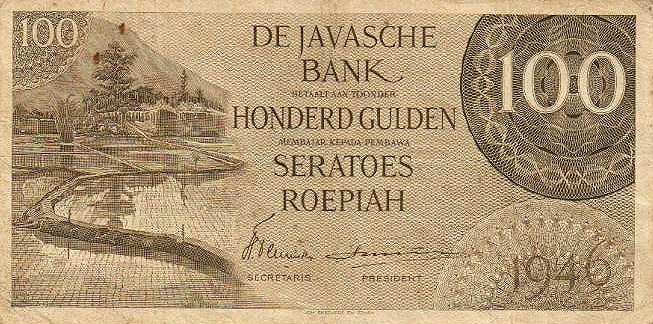 Front of Netherlands Indies p94a: 100 Gulden from 1946