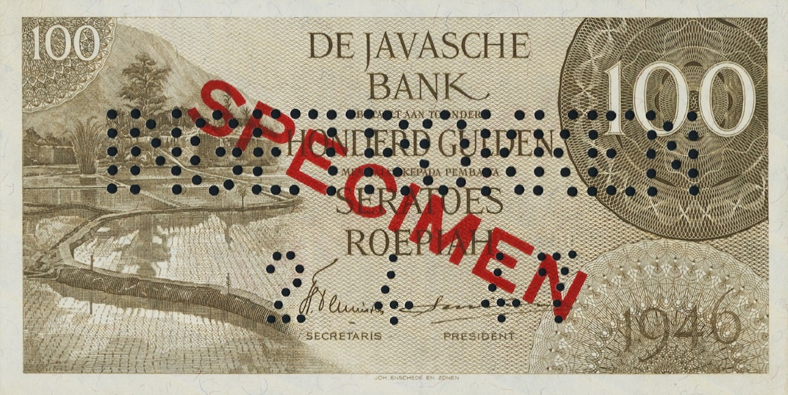 Front of Netherlands Indies p94s: 100 Gulden from 1946