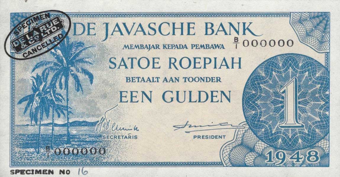 Front of Netherlands Indies p98s: 1 Gulden from 1948