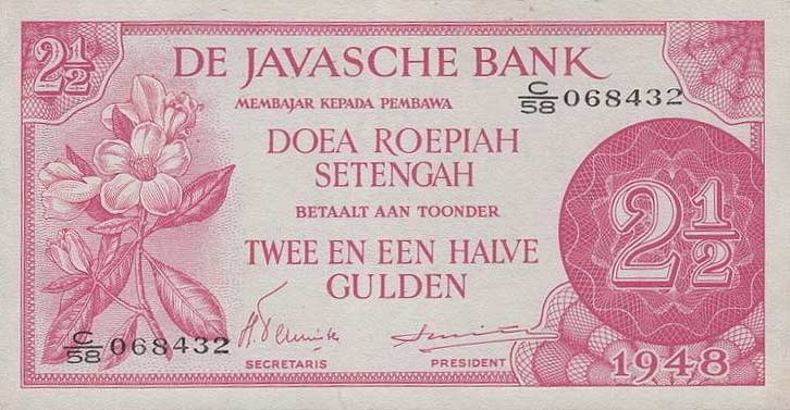 Front of Netherlands Indies p99a: 2.5 Gulden from 1948