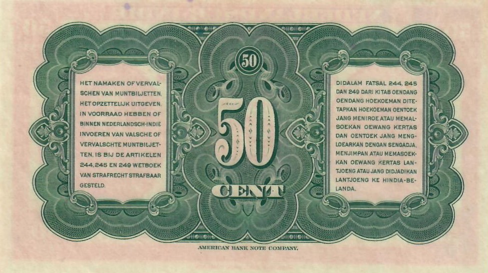 Back of Netherlands Indies p110a: 50 Cents from 1943