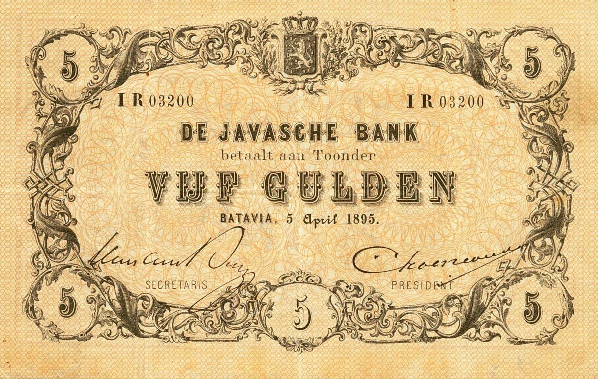 Front of Netherlands Indies p45b: 5 Gulden from 1895