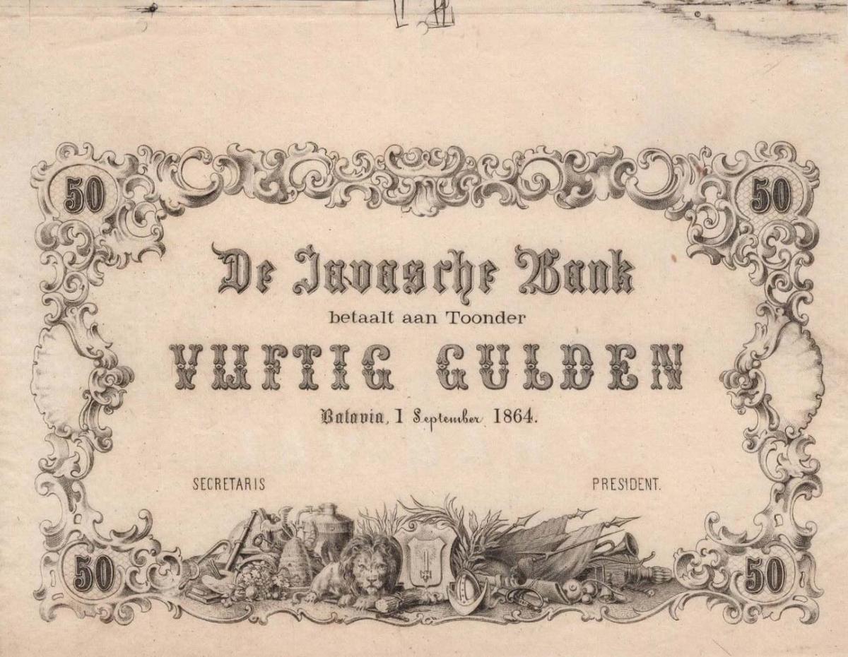 Front of Netherlands Indies p48r: 50 Gulden from 1864