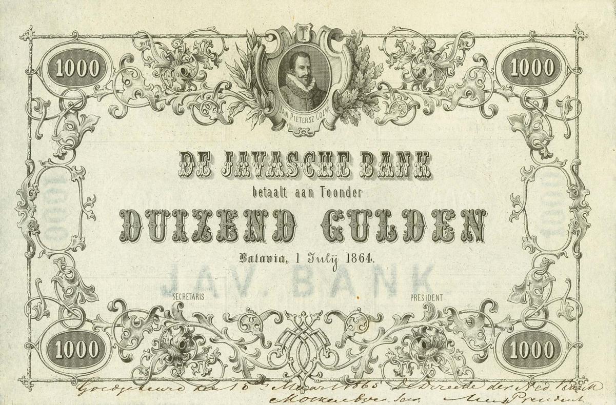 Front of Netherlands Indies p51r: 1000 Gulden from 1864