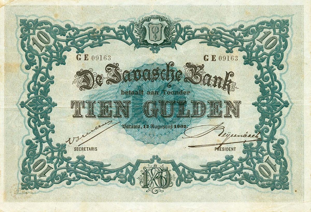 Front of Netherlands Indies p53a: 10 Gulden from 1896