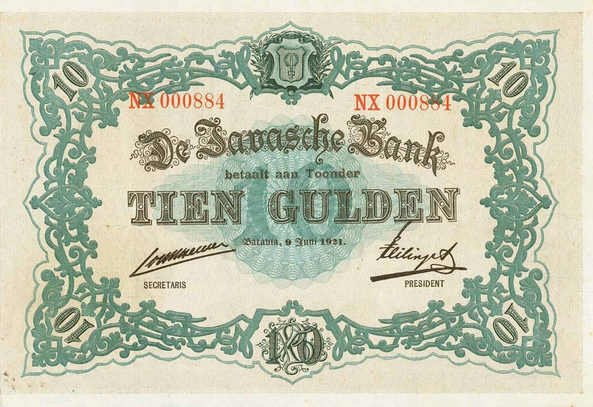 Front of Netherlands Indies p53b: 10 Gulden from 1913