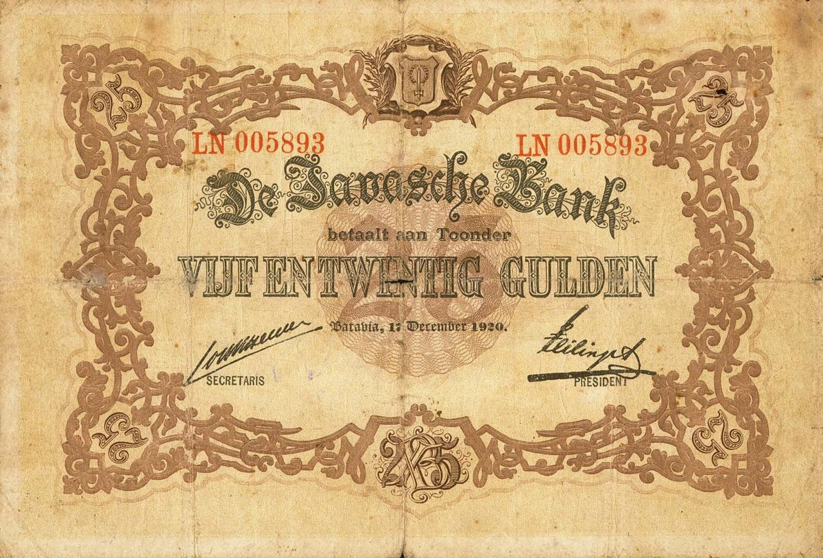 Front of Netherlands Indies p54b: 25 Gulden from 1913