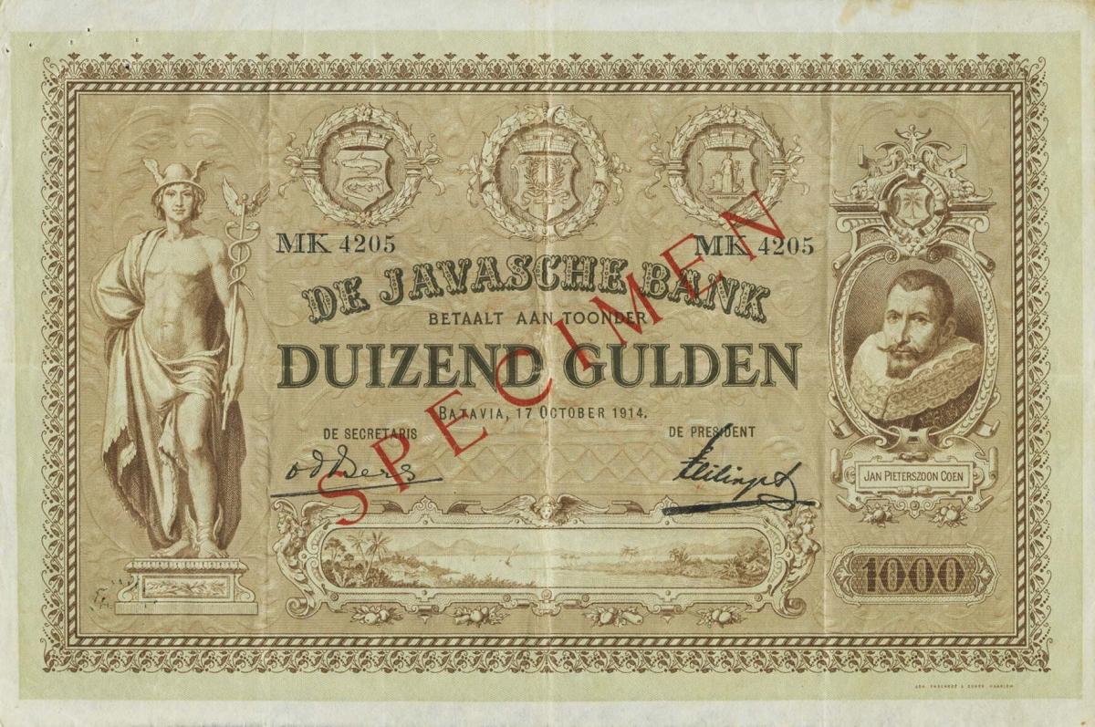 Front of Netherlands Indies p60s: 1000 Gulden from 1897