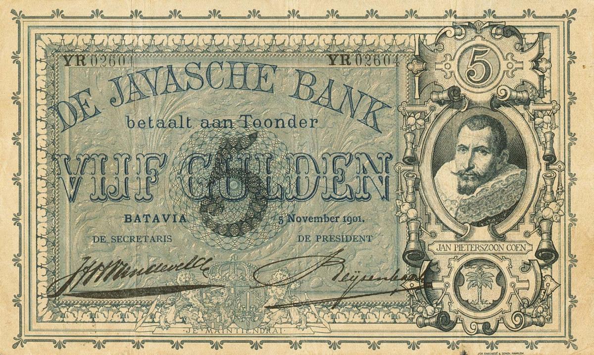 Front of Netherlands Indies p61a: 5 Gulden from 1901