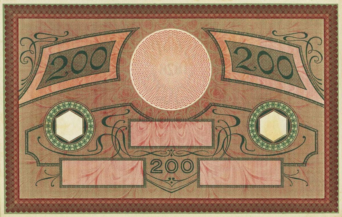 Back of Netherlands Indies p63: 200 Gulden from 1908