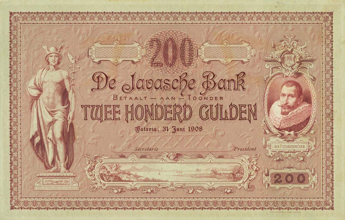 Front of Netherlands Indies p63: 200 Gulden from 1908