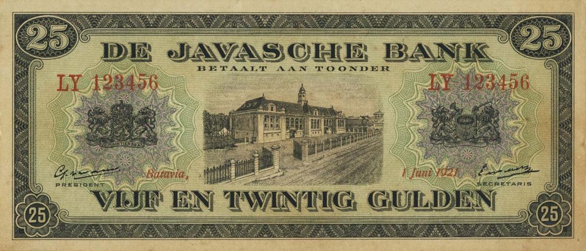 Front of Netherlands Indies p66As: 25 Gulden from 1921