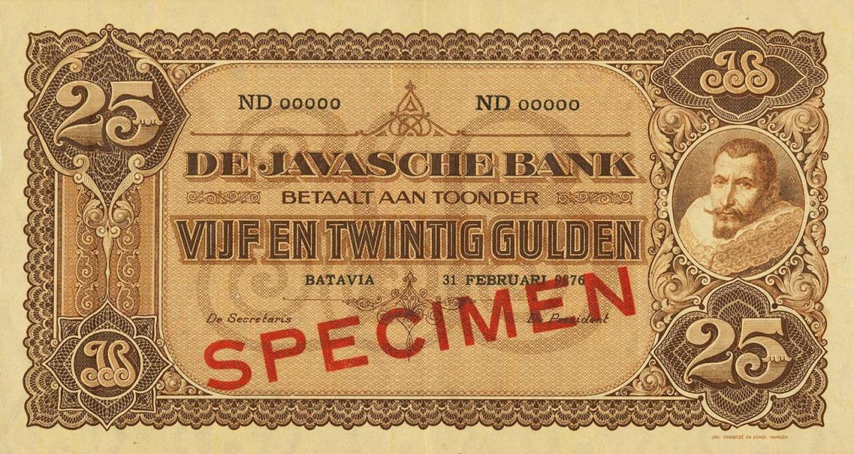 Front of Netherlands Indies p71s: 25 Gulden from 1925