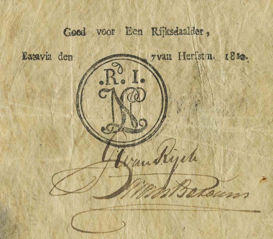 Front of Netherlands Indies pS141: 1 Rijksdaalders from 1807