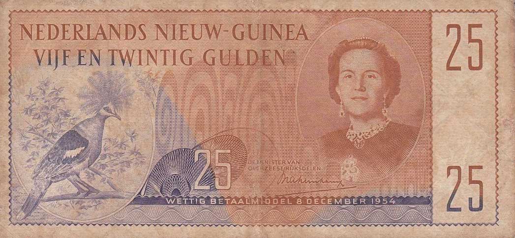 Front of Netherlands New Guinea p15a: 25 Gulden from 1954
