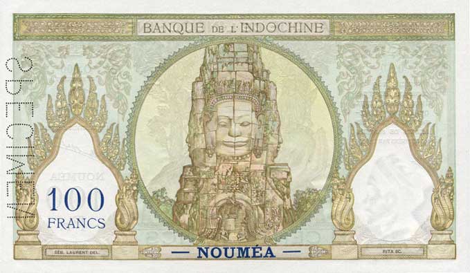 Back of New Caledonia p42s: 100 Francs from 1937