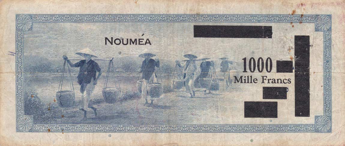 Back of New Caledonia p45: 1000 Francs from 1943