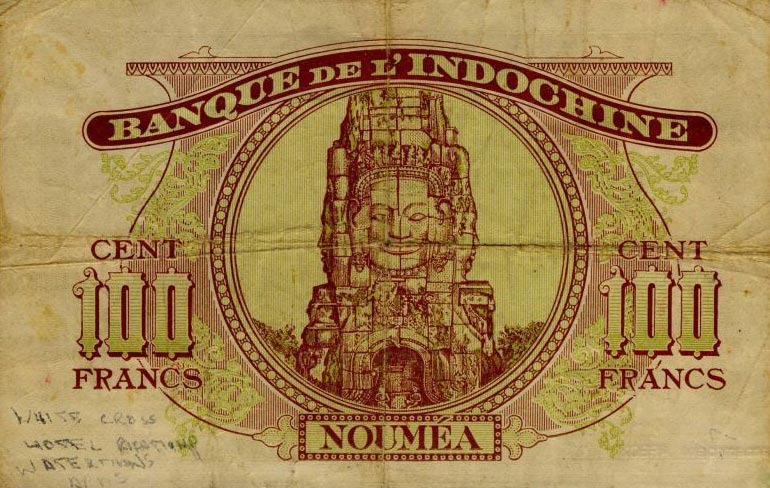 Back of New Caledonia p46a: 100 Francs from 1943