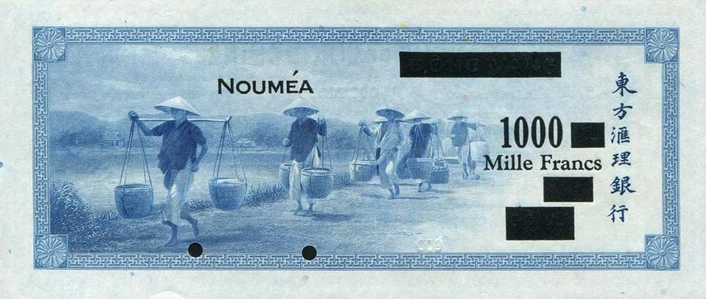 Back of New Caledonia p47s: 1000 Francs from 1943