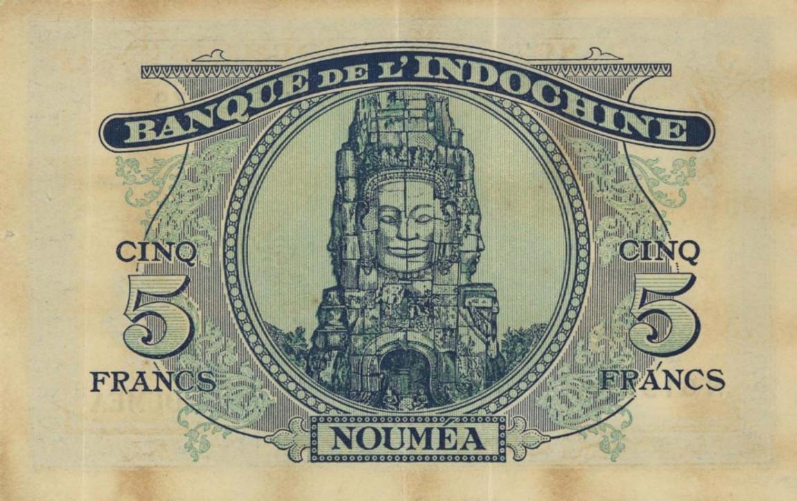 Back of New Caledonia p48: 5 Francs from 1944