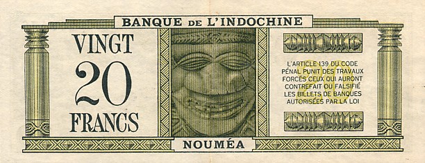 Back of New Caledonia p49: 20 Francs from 1944