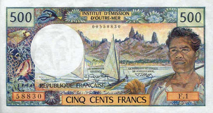 Front of New Caledonia p60a: 500 Francs from 1969