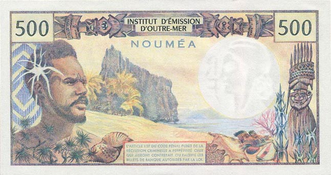 Back of New Caledonia p60b: 500 Francs from 1969