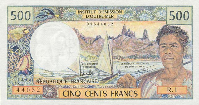 Front of New Caledonia p60b: 500 Francs from 1969