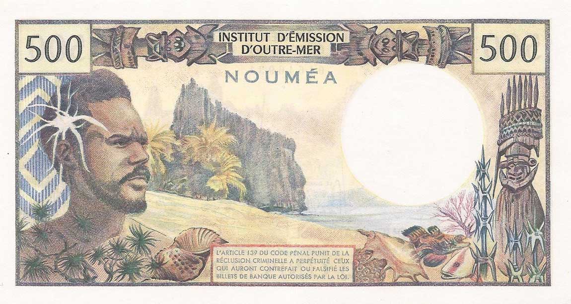 Back of New Caledonia p60c: 500 Francs from 1969