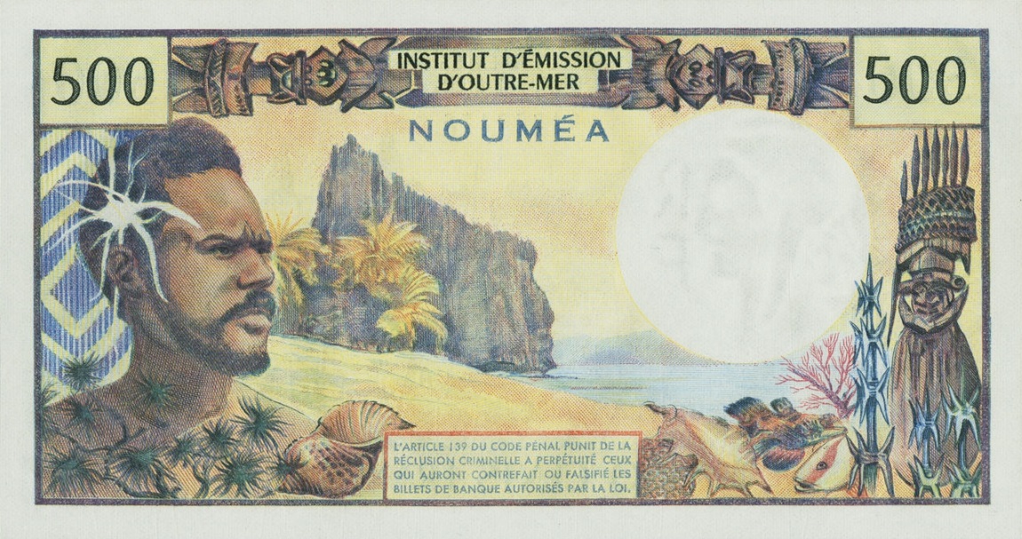 Back of New Caledonia p60d: 500 Francs from 1969