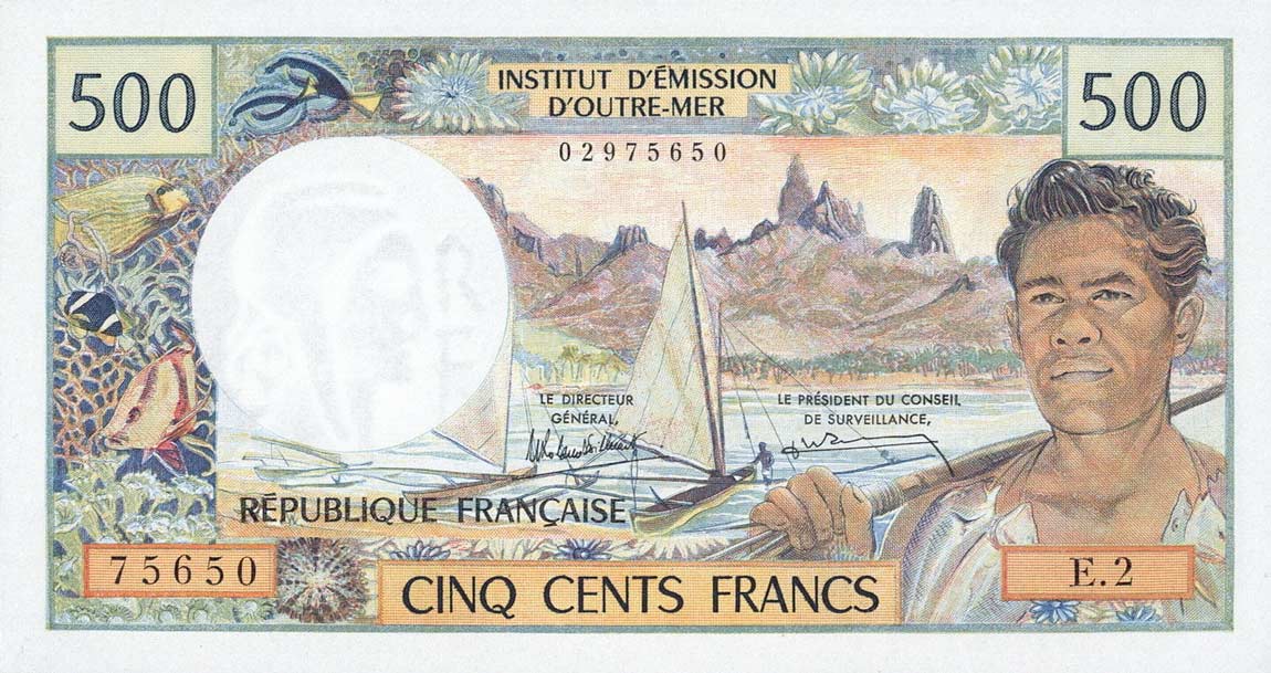 Front of New Caledonia p60e: 500 Francs from 1969