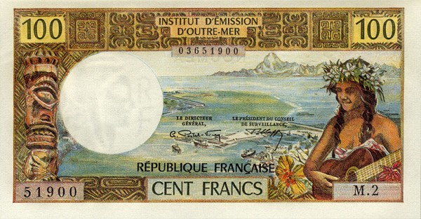 Front of New Caledonia p63b: 100 Francs from 1973