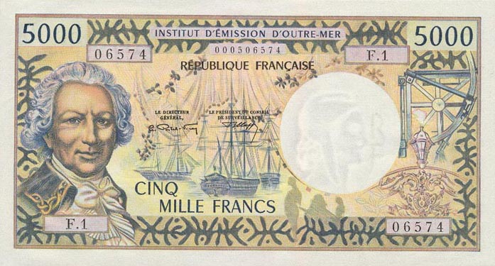 Front of New Caledonia p65a: 5000 Francs from 1971