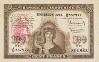 p12 from New Hebrides: 100 Francs from 1947