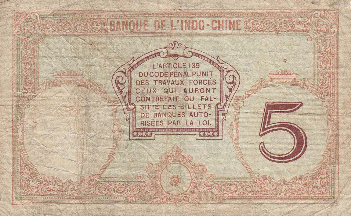 Back of New Hebrides p4a: 5 Francs from 1941