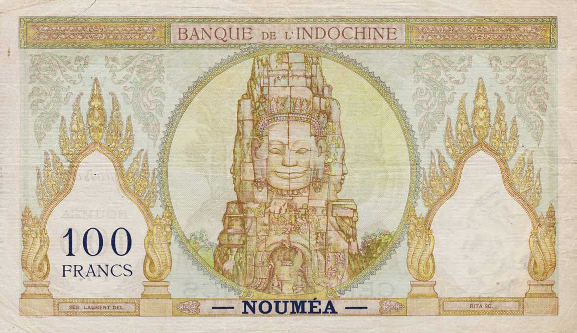 Back of New Hebrides p9a: 100 Francs from 1941