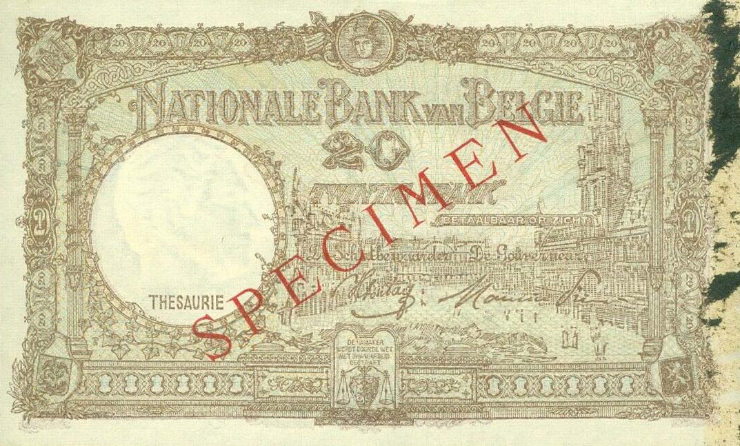 Back of Belgium p111s: 20 Francs from 1940