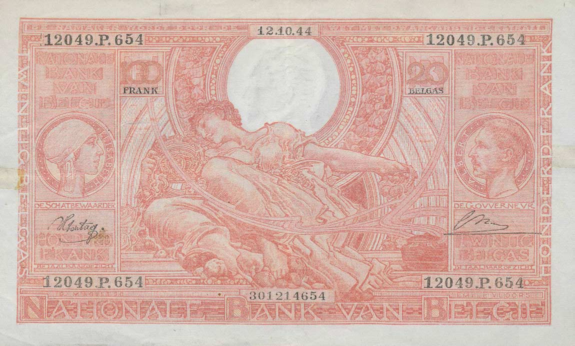 Back of Belgium p114: 100 Francs from 1944