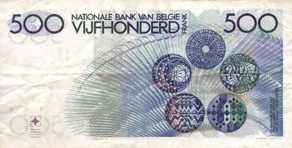 Back of Belgium p141a: 500 Francs from 1980