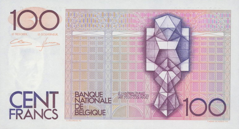 Back of Belgium p142a: 100 Francs from 1982