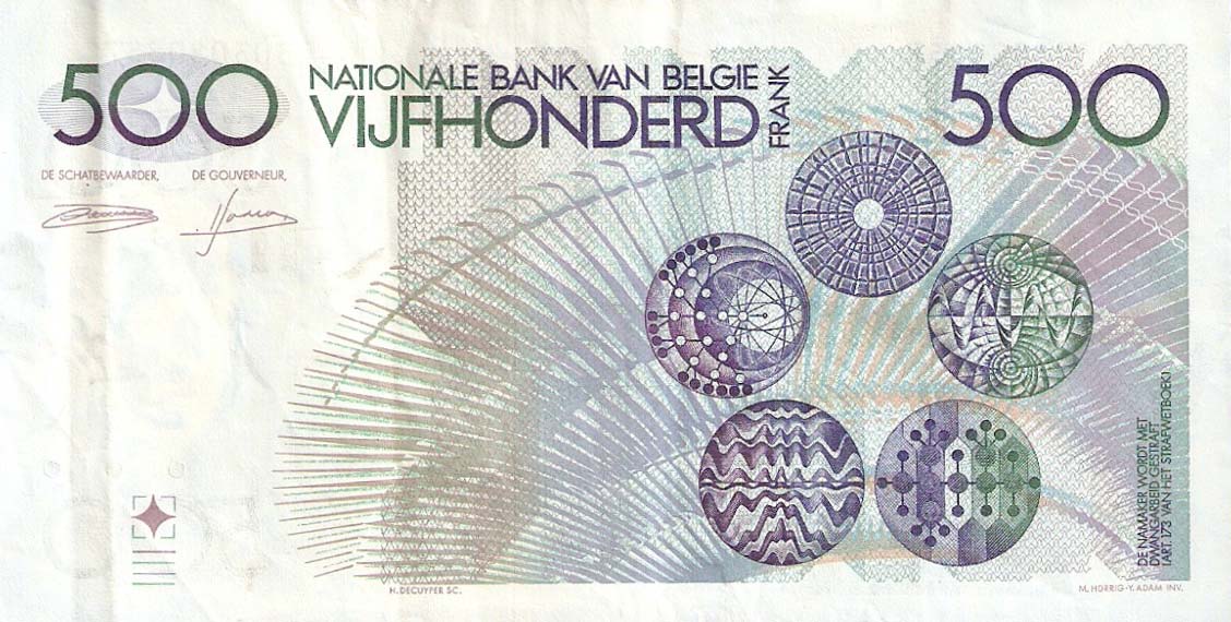 RealBanknotes.com > Belgium P143a: 500 Francs From 1982