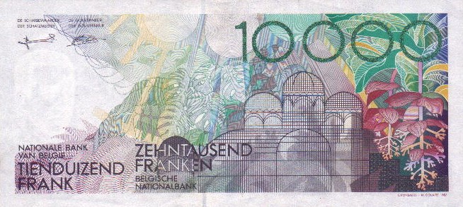 Back of Belgium p146a: 10000 Francs from 1992