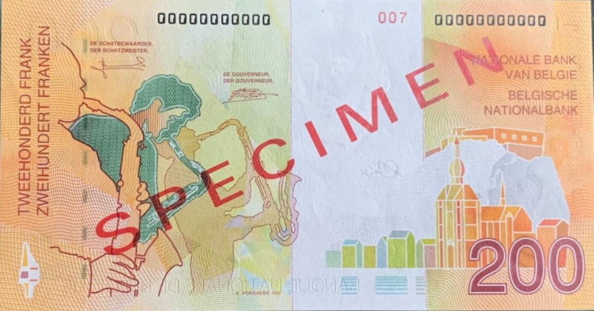 Back of Belgium p148s: 200 Francs from 1995