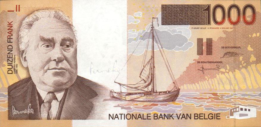 Front of Belgium p150a: 1000 Francs from 1997