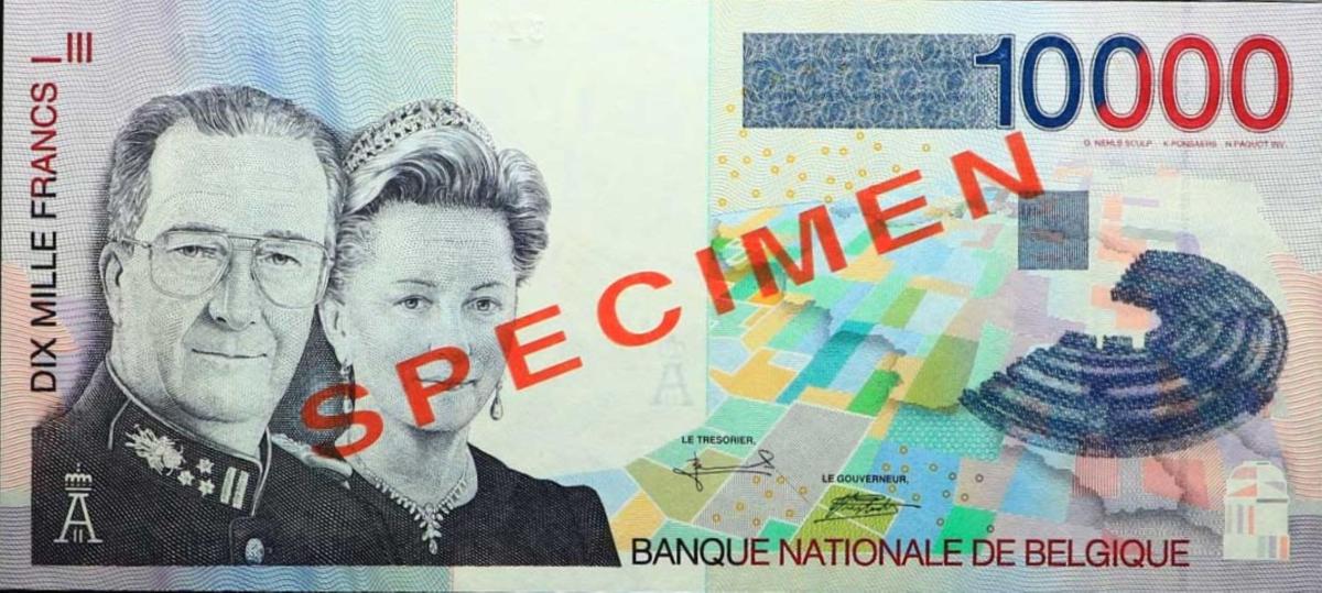 Front of Belgium p152s: 10000 Francs from 1997